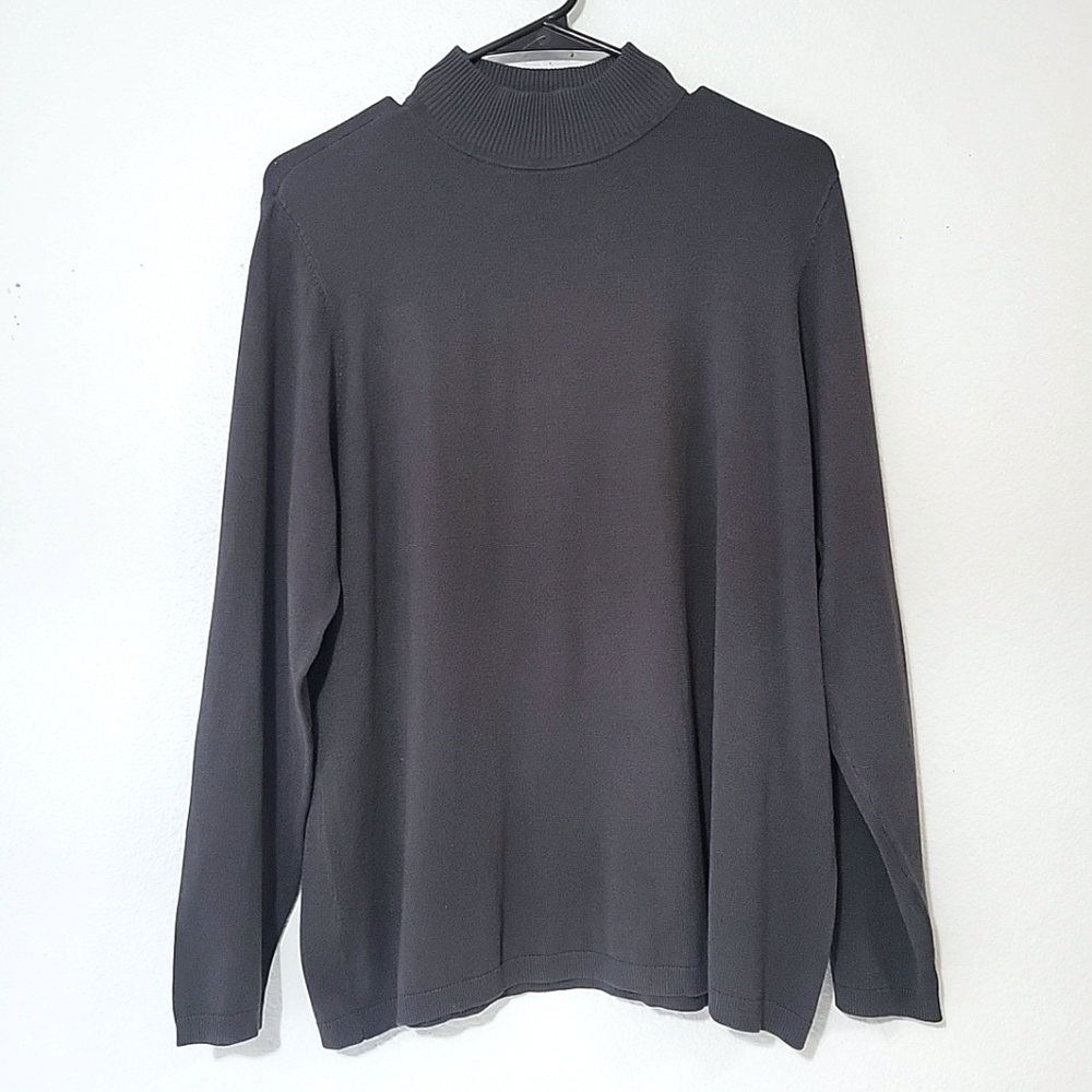 Chico's Addison Mock-Neck Pullover Graphite Gray Top Size 2